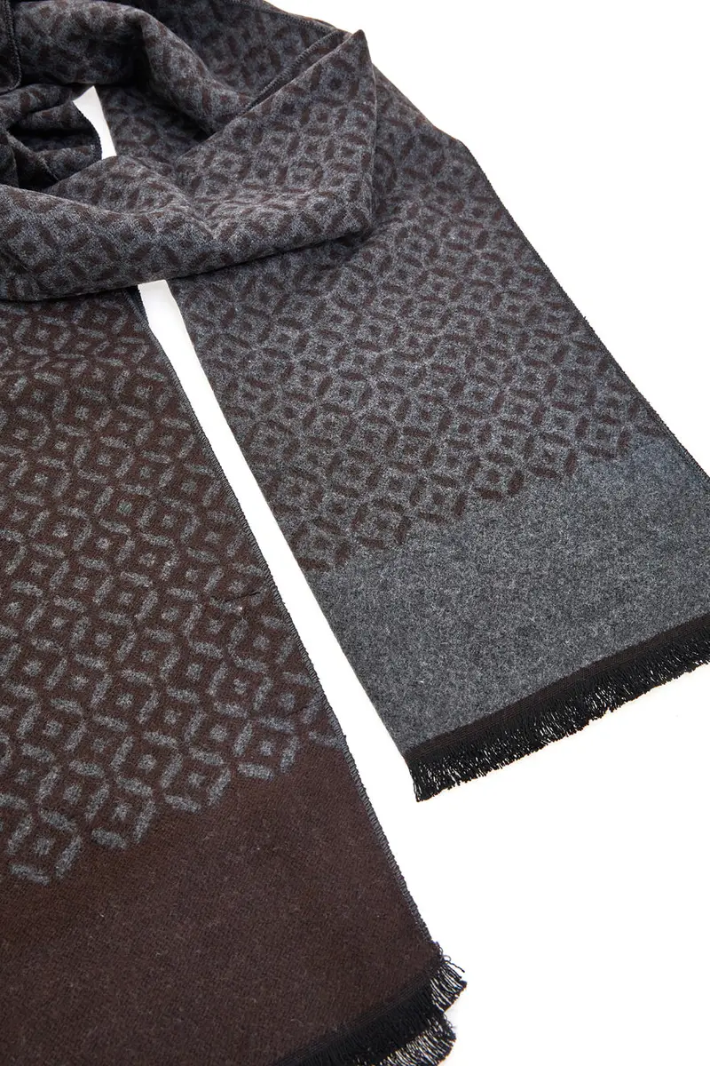 Sciarpa Marrone e Grigia Double Face Gianmarco Venturi 61021 miniatura 3