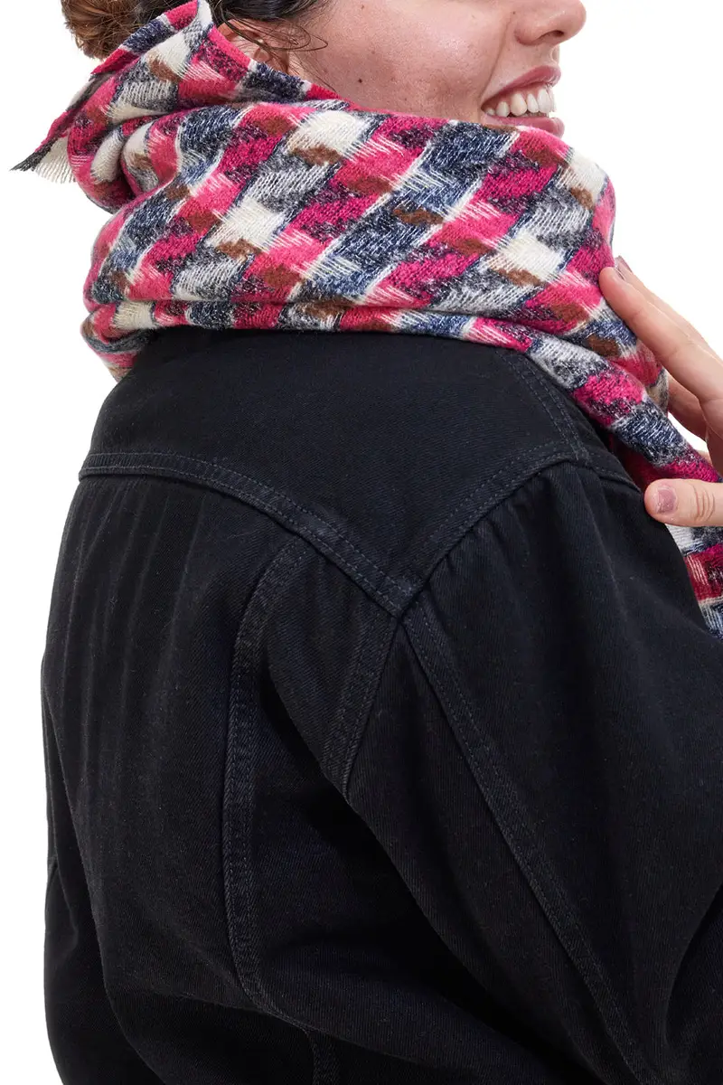 Sciarpa Nera e Fuxia A Quadri GianMarco Venturi 61018 miniatura 2