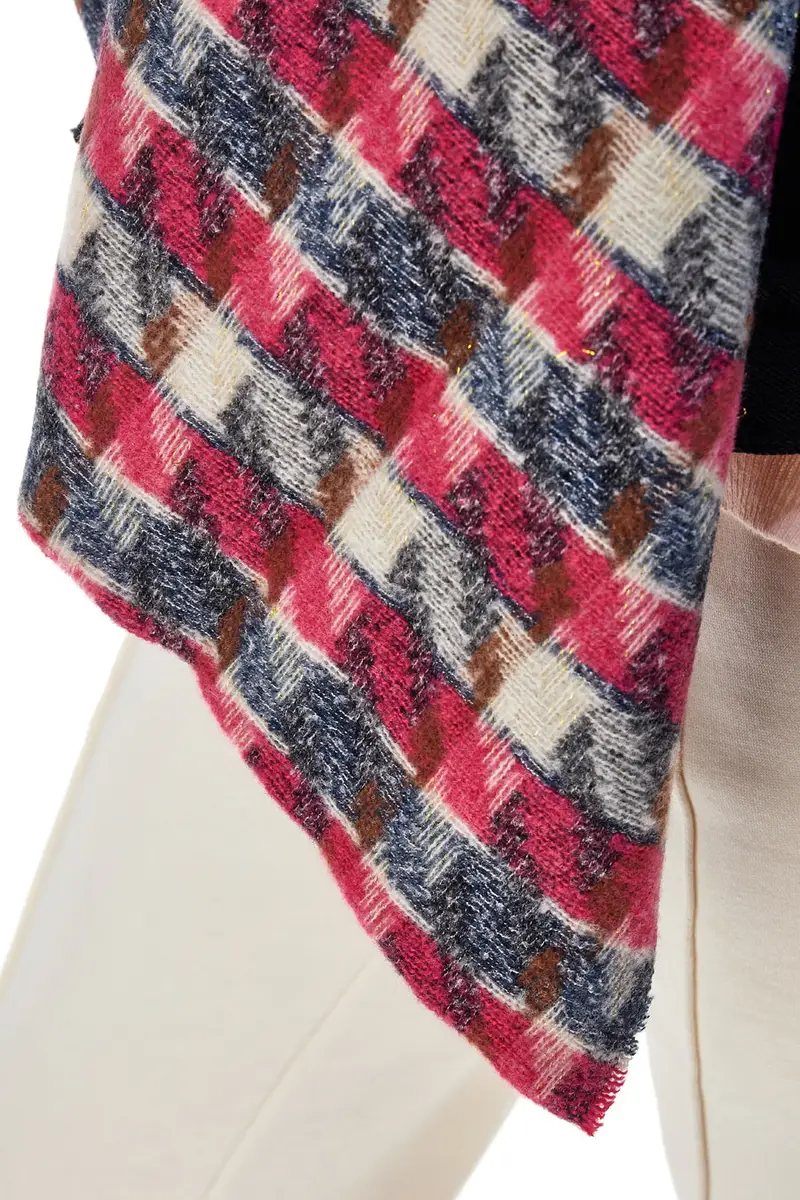 Sciarpa Nera e Fuxia A Quadri GianMarco Venturi 61018 miniatura 3