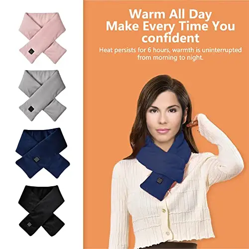 Sciarpa riscaldata USB con temperatura regolabile a 3 livelli, ricaricabile, antivento, calda sciarpa invernale per miniatura 2