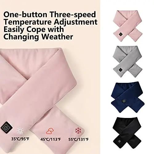 Sciarpa riscaldata USB con temperatura regolabile a 3 livelli, ricaricabile, antivento, calda sciarpa invernale per miniatura 3