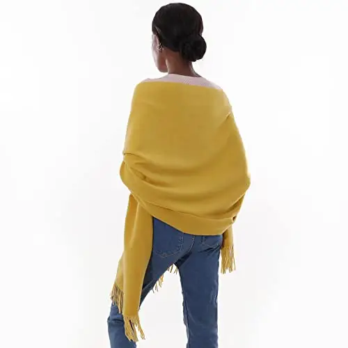 Sciarpa Scialle Donna Invernale Stola Giallo Spaosa Sciarpe Foulard Pashmina Elegante Cerimonia miniatura 2