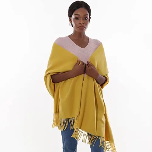 Sciarpa Scialle Donna Invernale Stola Giallo Spaosa Sciarpe Foulard Pashmina Elegante Cerimonia miniatura 3