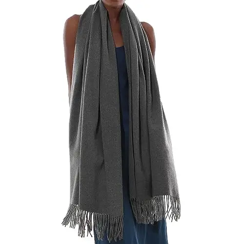 Sciarpa Scialle Donna Invernale Stola Grigio Scuro Spaosa Sciarpe Foulard Pashmina Elegante Cerimonia