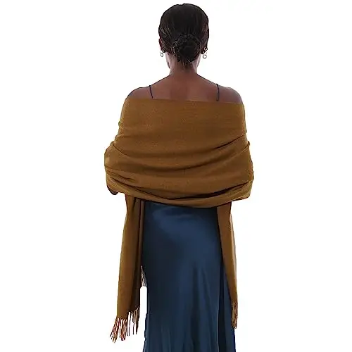 Sciarpa Scialle Donna Invernale Stola Marrone Spaosa Sciarpe Foulard Pashmina Elegante Cerimonia miniatura 2