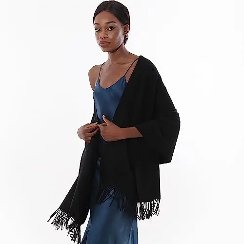 Sciarpa Scialle Donna Invernale Stola Nero Spaosa Sciarpe Foulard Pashmina Elegante Cerimonia miniatura 2