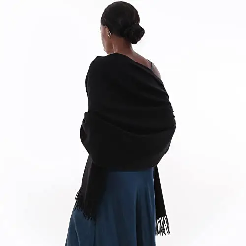 Sciarpa Scialle Donna Invernale Stola Nero Spaosa Sciarpe Foulard Pashmina Elegante Cerimonia miniatura 3