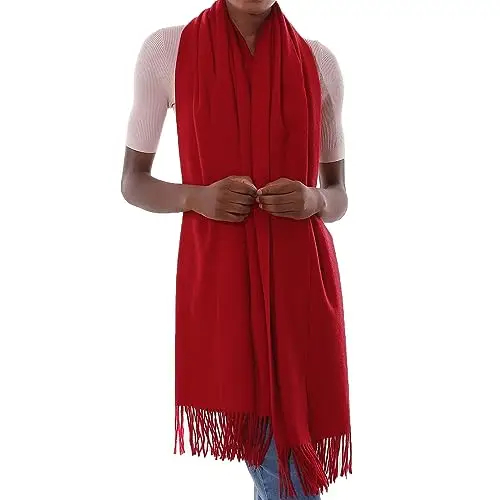 Sciarpa Scialle Donna Invernale Stola Rosso Spaosa Sciarpe Foulard Pashmina Elegante Cerimonia