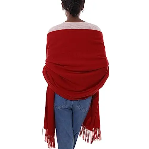 Sciarpa Scialle Donna Invernale Stola Rosso Spaosa Sciarpe Foulard Pashmina Elegante Cerimonia miniatura 2