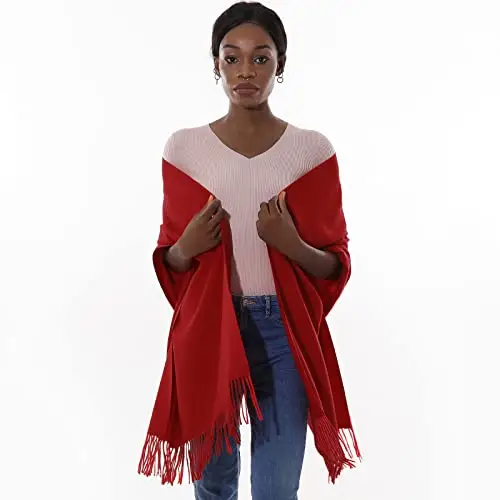 Sciarpa Scialle Donna Invernale Stola Rosso Spaosa Sciarpe Foulard Pashmina Elegante Cerimonia miniatura 3