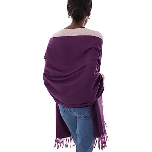 Sciarpa Scialle Donna Invernale Stola Viola Spaosa Sciarpe Foulard Pashmina Elegante Cerimonia miniatura 2