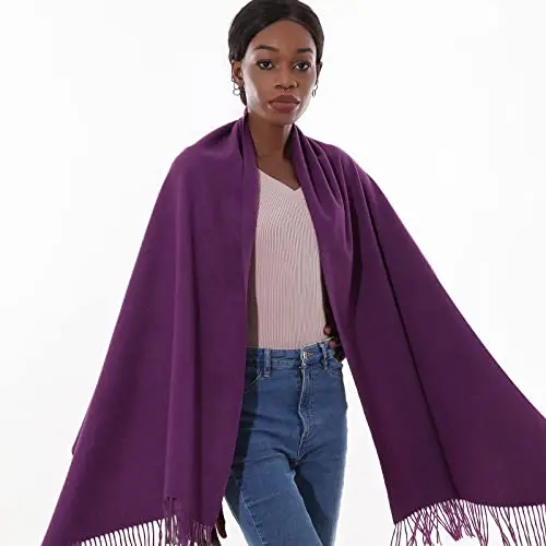 Sciarpa Scialle Donna Invernale Stola Viola Spaosa Sciarpe Foulard Pashmina Elegante Cerimonia miniatura 3