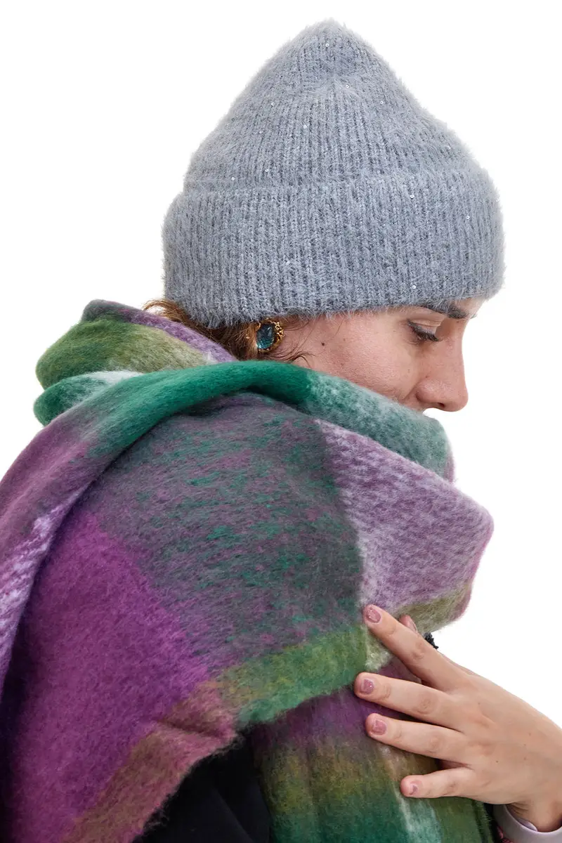 Sciarpa Viola in Fantasia Geometrica GianMarco Venturi 61016 miniatura 2