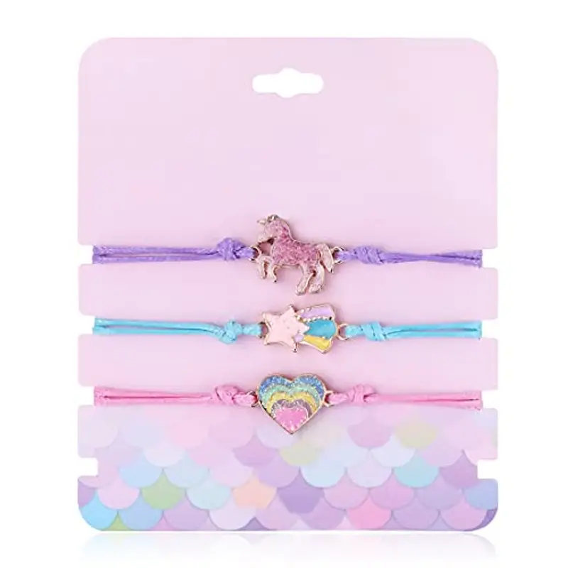 SCJJZ kit per braccialetti bambina,bracciale amicizia, distanza, unicorno, Love, Rainbow, Good Friend, Set di 3
