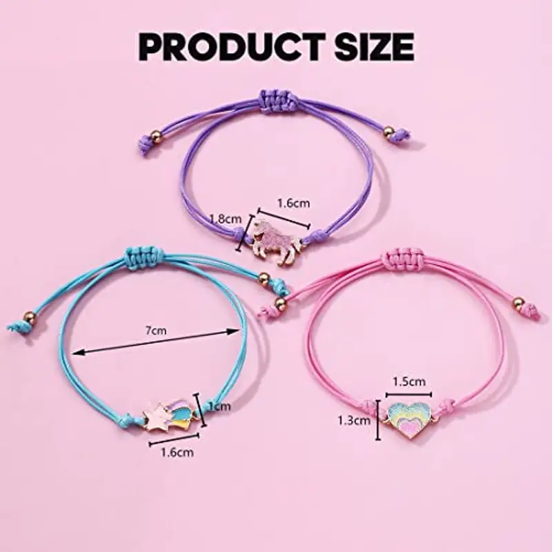 SCJJZ kit per braccialetti bambina, bracciale amicizia, distanza, unicorno, Love, Rainbow, Good Friend, Set di 3 miniatura 2