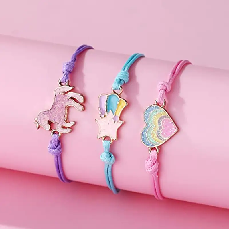SCJJZ kit per braccialetti bambina, bracciale amicizia, distanza, unicorno, Love, Rainbow, Good Friend, Set di 3 miniatura 3