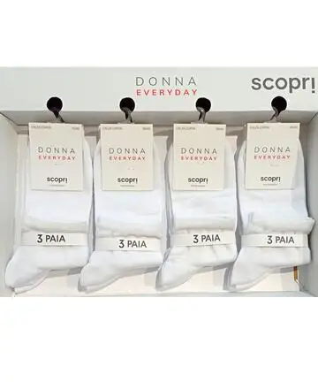 Calzino corto donna in cotone elasticizzato Scopri Opera TRI-PACK