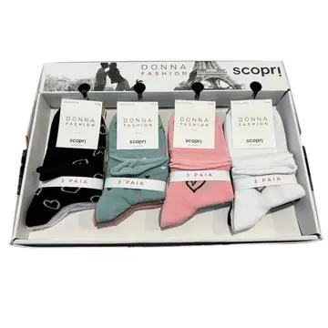 Calzino corto donna smollato in cotone elasticizzato Scopri Prisco Coconut TRI-PACK