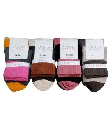 Calzino donna in caldo cotone Scopri Prisco Velvet TRI-PACK