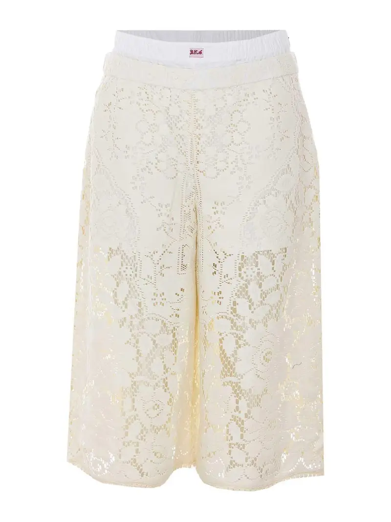 Pantaloncini in pizzo Arianna color crema Bianco