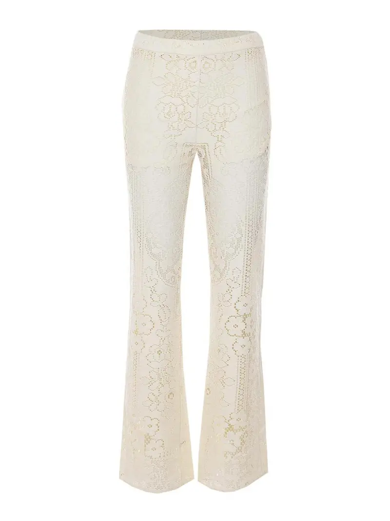 Pantaloni in pizzo Arianna color crema Bianco