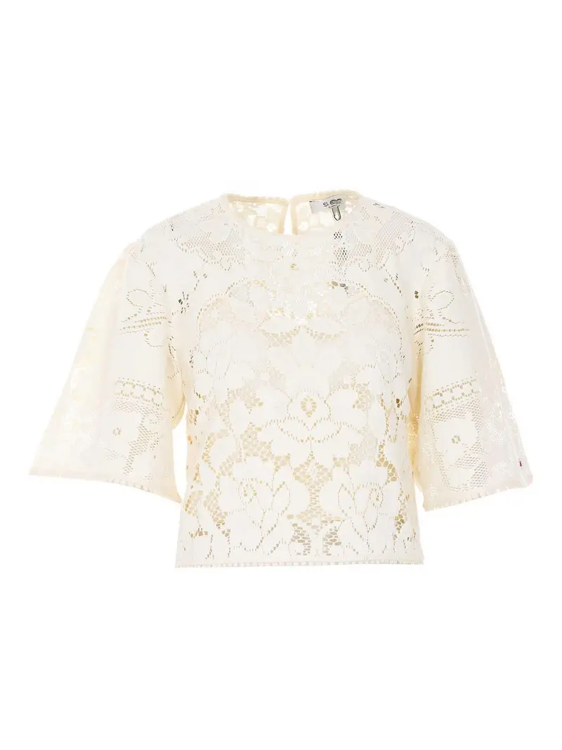 Top in pizzo Arianna color crema Bianco