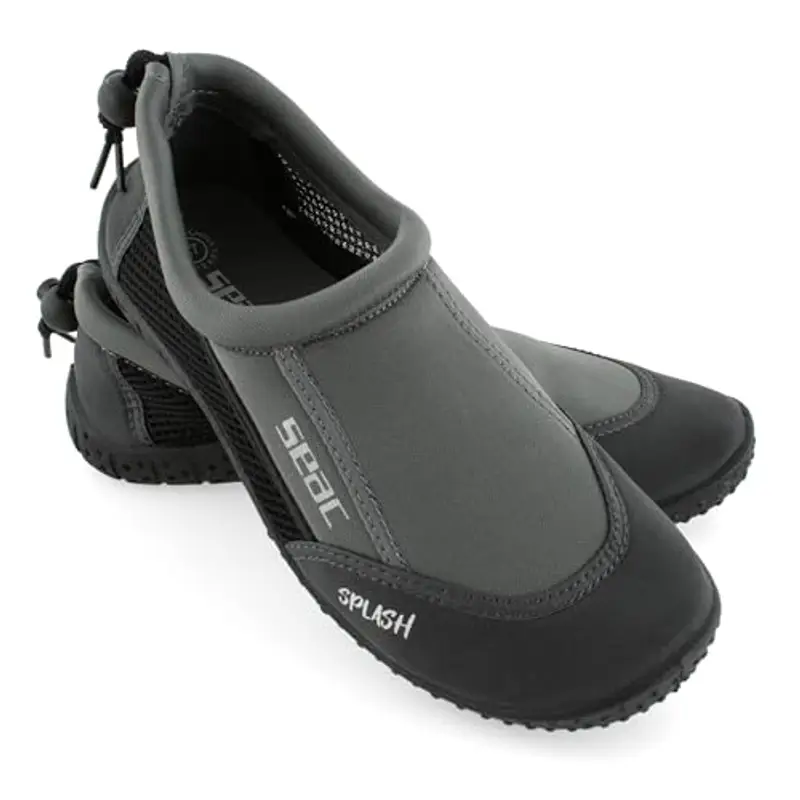 SEAC Splash, Scarpe da Scoglio per Adulti e Bambini, Asciugatura Rapida, Scarpe per Il Mare, la Spiaggia e la Piscina, Grigio/Nero, 38