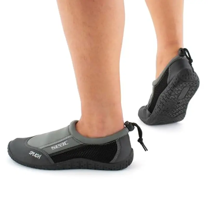 SEAC Splash, Scarpe da Scoglio per Adulti e Bambini, Asciugatura Rapida, Scarpe per Il Mare, la Spiaggia e la Piscina, Grigio/Nero, 38 miniatura 3