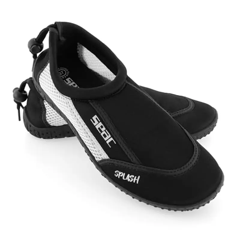 SEAC Splash, Scarpe da Scoglio per Adulti e Bambini, Asciugatura Rapida, Scarpe per Il Mare, la Spiaggia e la Piscina, Nero/Bianco, 39
