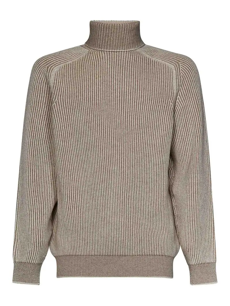 Maglione dolcevita in cashmere beige