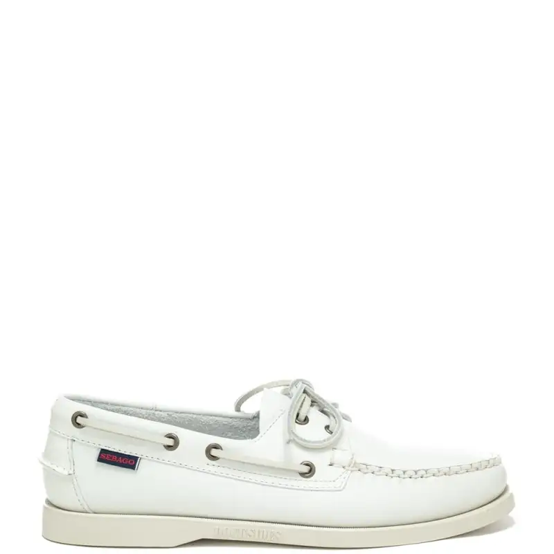 mocassini da uomo con lacci frontali e lungo il perimetro bianchi