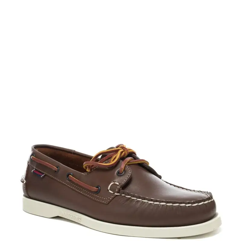 mocassini da uomo con lacci frontali e lungo il perimetro marroni miniatura 3