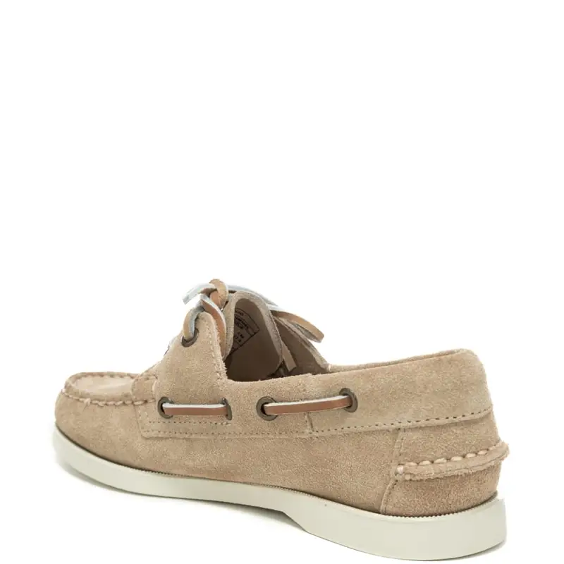 mocassini da uomo in suede con lacci frontali e lungo il perimetro beige miniatura 3