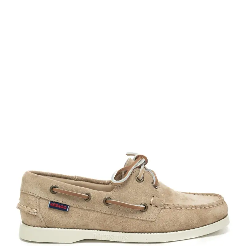 mocassini da uomo in suede con lacci frontali e lungo il perimetro beige