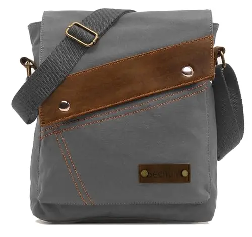 Sechunk Borse a tracolla in tela borse a tracolla borse messenger borsa borsa zaino per uomo donna, Grigio