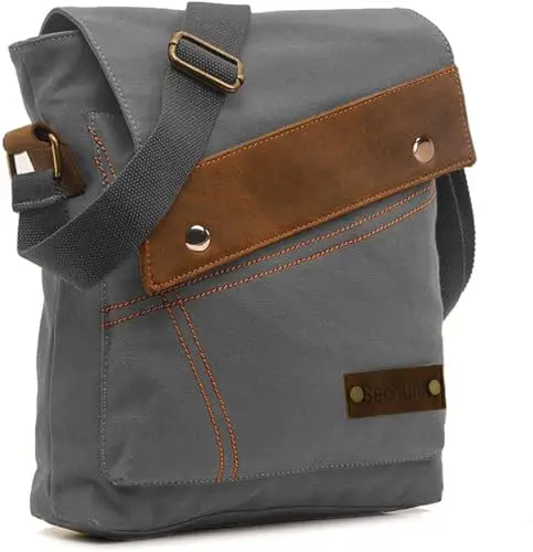 Sechunk Borse a tracolla in tela borse a tracolla borse messenger borsa borsa zaino per uomo donna, Grigio miniatura 2