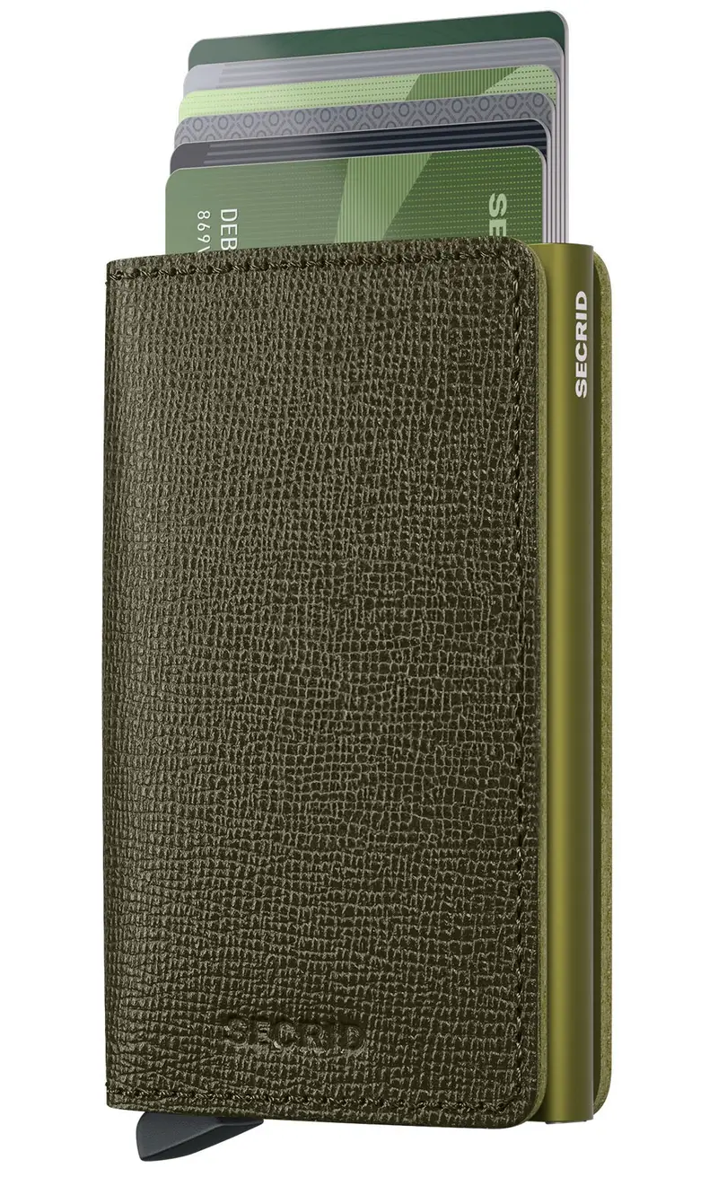 Mini portafoglio secrid in saffiano, colore verde miniatura 2