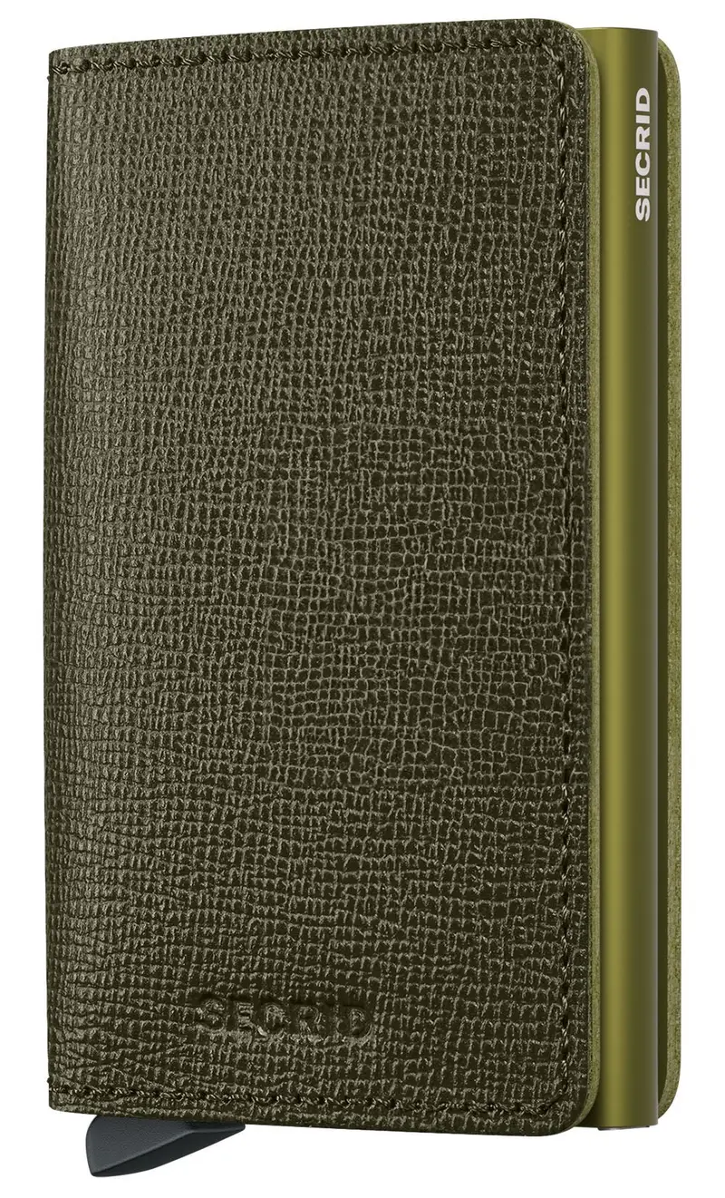 Mini portafoglio secrid in saffiano, colore verde