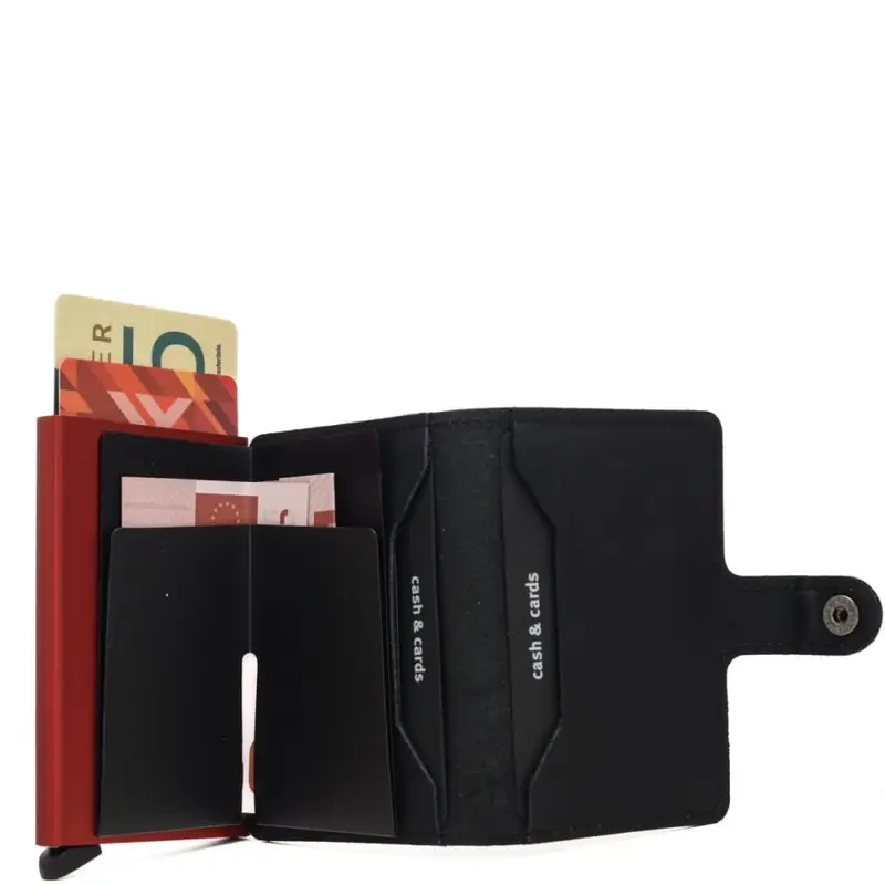 Secrid miniwallet matte in pelle opaca nero e rosso miniatura 2