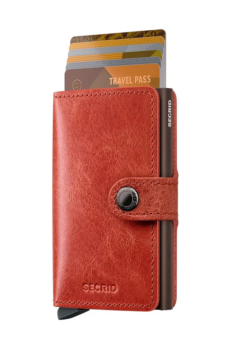 portafoglio in pelle Arancione miniatura 2