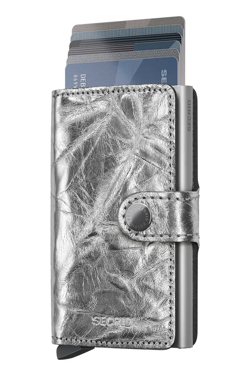 portafoglio in pelle Argento miniatura 2