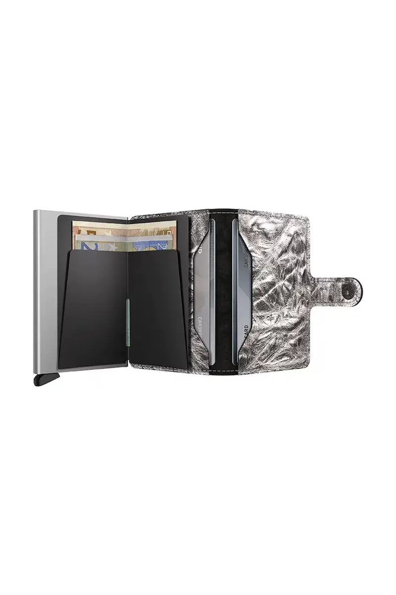 portafoglio in pelle Argento miniatura 3