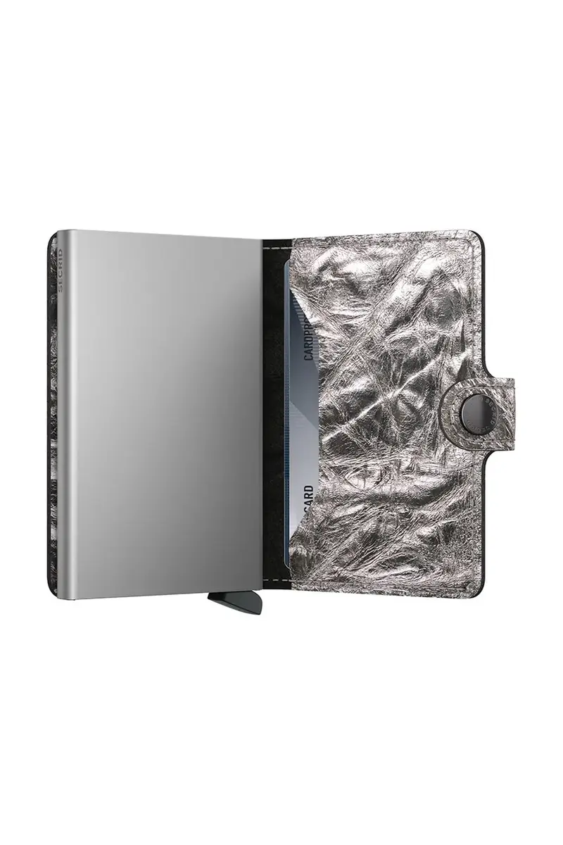 portafoglio in pelle Argento miniatura 4