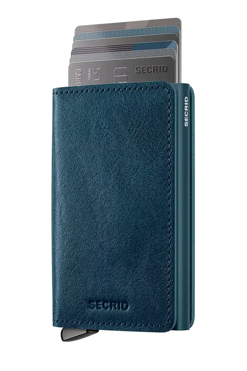 portafoglio in pelle BASCO colore blu miniatura 2