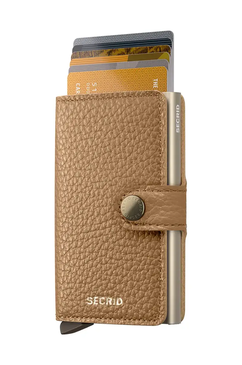 portafoglio in pelle Beige miniatura 2