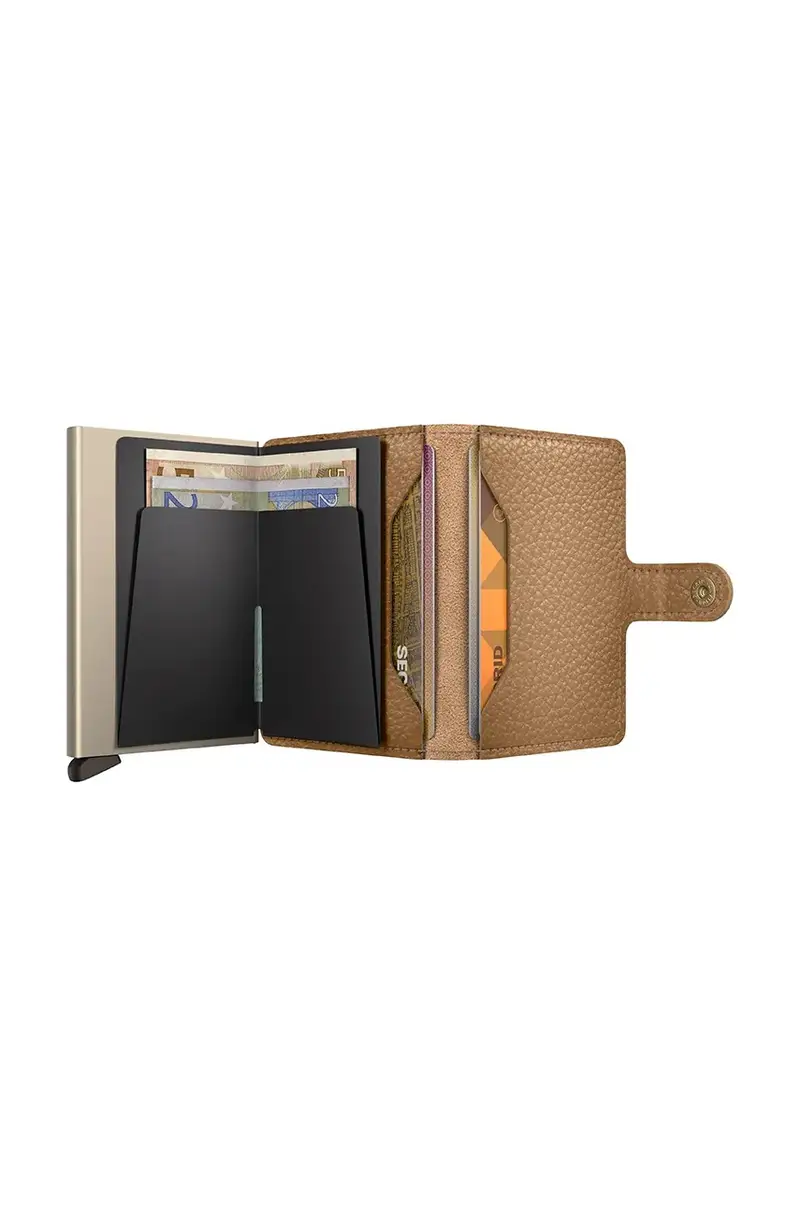 portafoglio in pelle Beige miniatura 3
