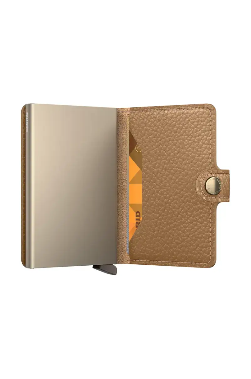 portafoglio in pelle Beige miniatura 4