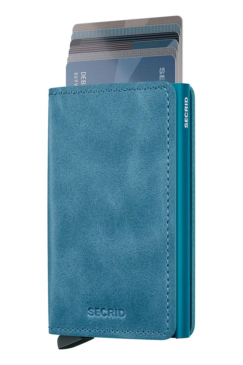 portafoglio in pelle Blu miniatura 2