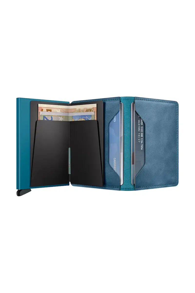 portafoglio in pelle Blu miniatura 3