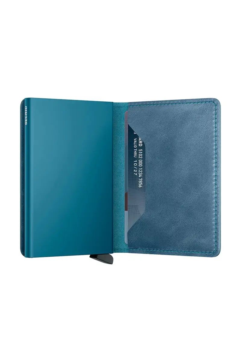 portafoglio in pelle Blu miniatura 4